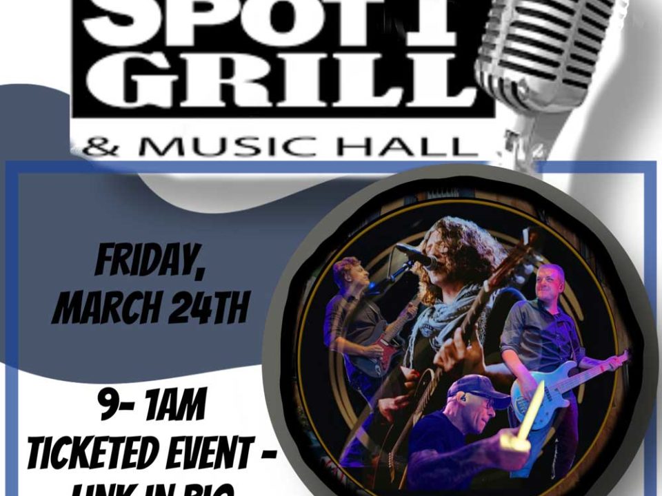 Marc Joseph Band flyer for music show at Spot 1 Grill & Music Hall in Brampton March 24th from 9PM-1AM