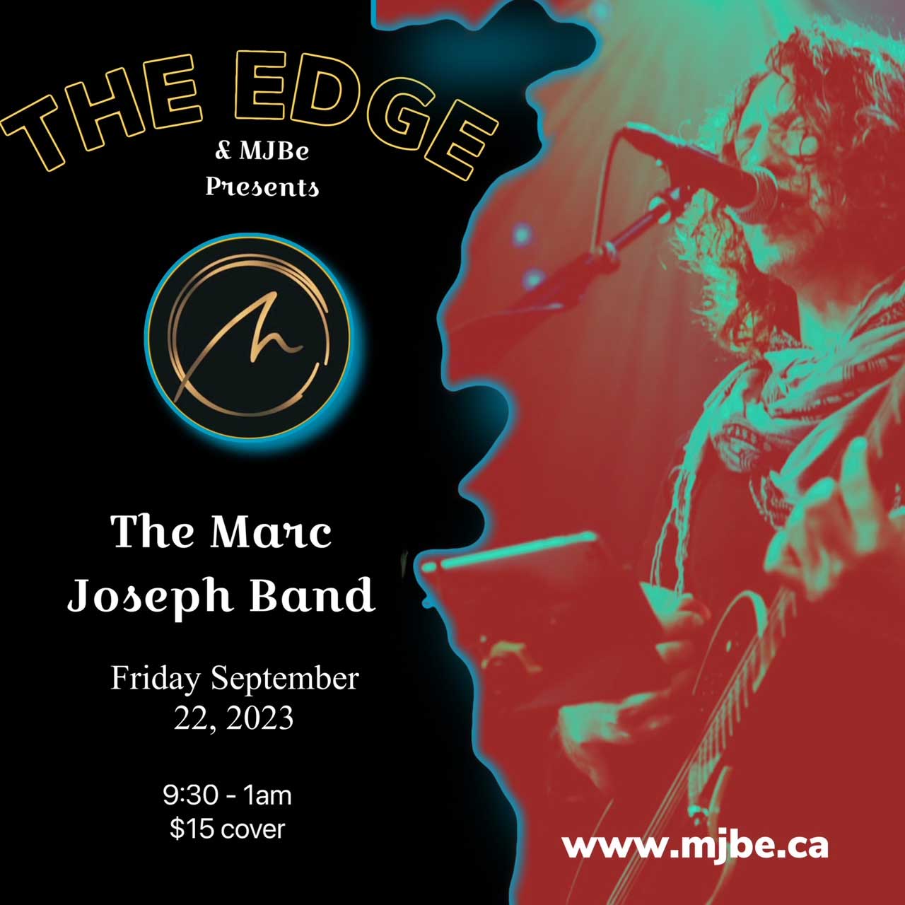 Marc Joseph Band September 22 live at the Edge in Ajax Ontario show poster